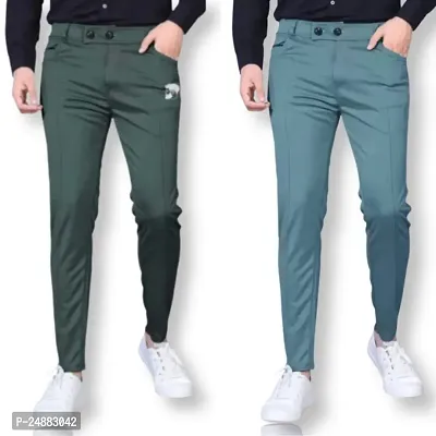 Men Lower pants Jogger Perfect Fit | Stylish |  Lycra Blend | Mens  Boys Lower Pajama Jogger | Gym | Running | Jogging | Yoga | Casual Wear twill lycra trouser mehandi air force combo-thumb0