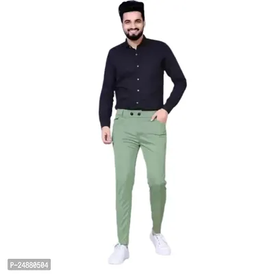 Men Lower pants Jogger Perfect Fit | Stylish | Good Quality | Soft Lycra Blend | Mens  Boys Lower Pajama Jogger | Gym | Running | Jogging | Yoga | Casual Wear twill lycra trouser green-thumb0