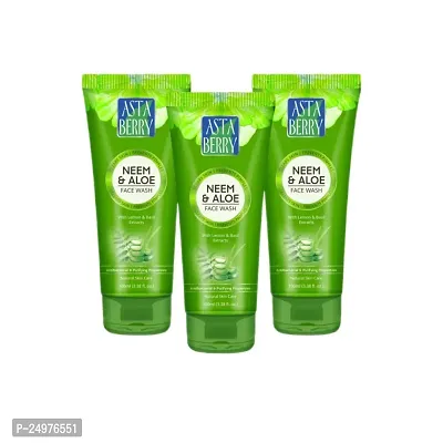 ASTABERRY Neem  Aloe Deep Cleansing Face Wash | Enriched with Neem, Aloe Vera  Tulsi | Oil Control | Paraben-free | pH Balanced (Pack of3-thumb0