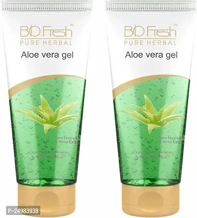 BioFresh Aloe Vera Gel for Men and Women with Vitamin E and Antiseptic Herbs/For Smooth Nourished and Moisturized Skin/Anti-ageing pack 2