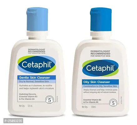 Cetaphil Oily Skin Cleanser, Daily Face Wash for Oily, Acne prone Skin, Gentle Foaming, 125ml  Face Wash by CETAPHIL, Gentle Skin Cleanser for Dry to Normal, Sensitive Skin - 125 ml combo