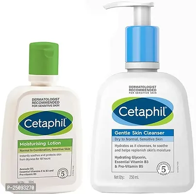 Cetaphil Moisturising Lotion for Sensitive or Dry Skin + Gentle Skin Cleanser, 250 ml Each combo