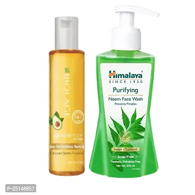 Biolage Smoothproof 6-in-1 Professional Hair Serum for Frizzy Hair |Deep Smoothening  100ML  Himalaya Herbals Purifying Neem Face Wash, 200ml COMBO