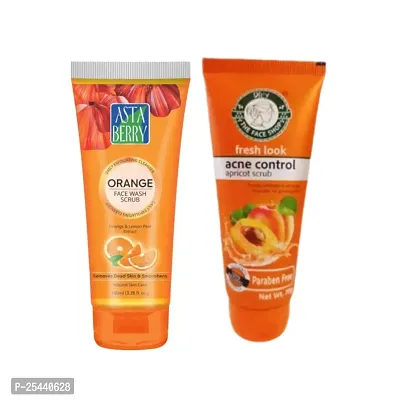 FRESH LOOK acne control apricot scrub Astaberry Vitamin C Face Wash Scrub COMBO
