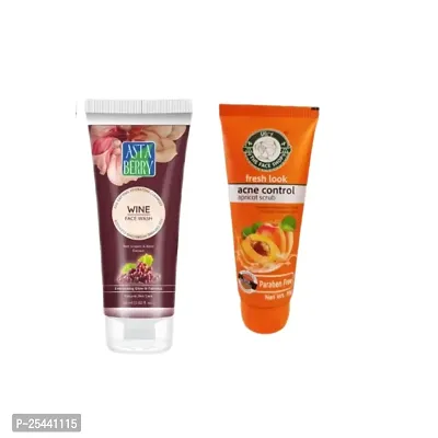 FRESH LOOK  acne control apricot scrub Astaberry Wine Face Wash for delay aging- Improves Skin COMBO