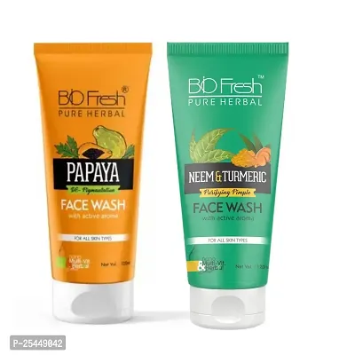 BIO FRESH HERBAL PAPAYA FACEWASH WITH ACTIVE AROMA FOR SKIN CLEANSING BioFresh Neem  Turmeric Face COMBO