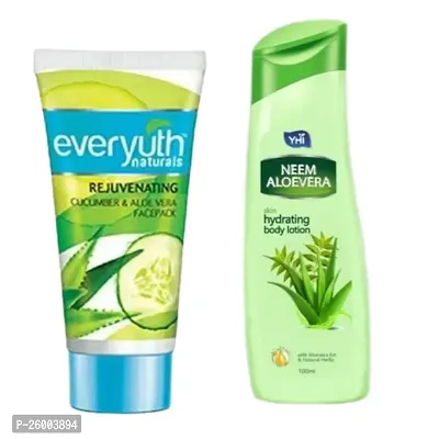 YHI Neem Aloevera skin hydrating hand  body lotion everyuth face pack COMBO