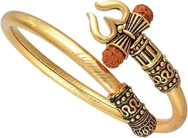 Rudraksha Shiv Om Trishul Damroo Kada Lord Shiva Gold Plated Mahadev Mahakal Shiva Bhakt-thumb2