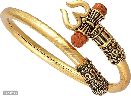 Rudraksha Shiv Om Trishul Damroo Kada Lord Shiva Gold Plated Mahadev Mahakal Shiva Bhakt-thumb3