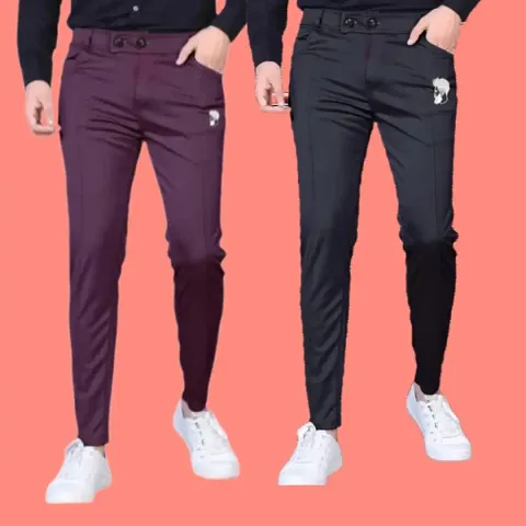 Classic Solid Track Pants for Men, Pack of 2