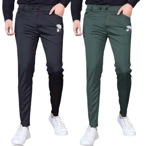 Classic Jaquard Solid Track Pants for Men, Pack of 2