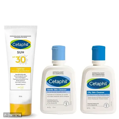 Cetaphil Sun SPF 30 Sunscreen, Very High Protection Light Gel, Water Resistant, 100 ml Cetaphil Face Wash Gentle Skin Cleanser for Dry to Normal, Sensitive Skin, 125 ml