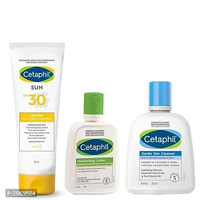 Cetaphil Sun SPF 30 Sunscreen, Very High Protection Light Gel, Water Resistant, 100 ml  Cetaphil Moisturizing Lotion Cetaphil Face Wash by Cetaphil, Gentle  (COMBO)