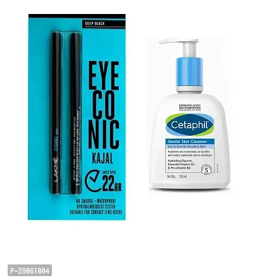 Eyeconic Black Kajal, Matte Kohl Liner In A Twist Up Pencil, Waterproof Cetaphil Face Wash by Cetaphil, Gentle Skin Cleanser for Dry to Normal, Sensitive Skin