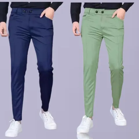 Stylish Modal Solid Regular Track Pants For Men, Pack Of 2