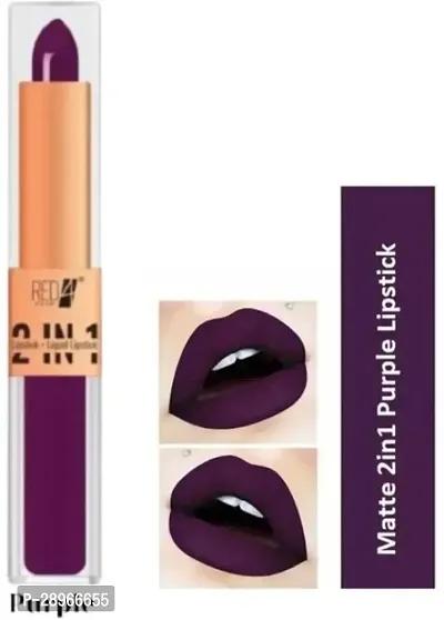 RED4 Matte Line 2in1 Lipstick Liquid Lipstick Full Coverage Smooth Finish Matte Color Purple pack of 1-thumb0