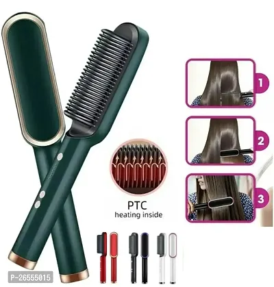 Hair Straightener Comb for Women  Men, Hair Styler, Hair Straightening Iron, Straightener Machine Brush/PTC Heating Electric Straightener with 5 Temperature - Multicolor-thumb2