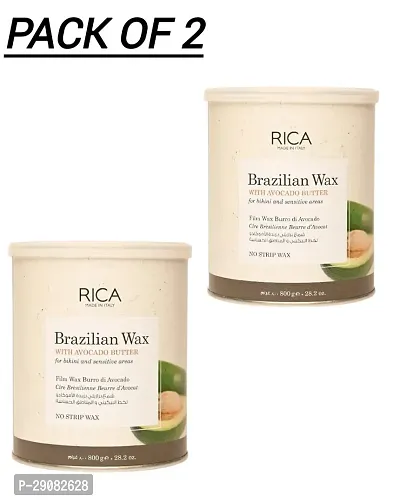 Rica Brazilian Wax with Avocado Butter Women Bikini and Sensitive Area Waxing for Upper Lips, Underarms  Eyebrows (800 ml) pack of 2