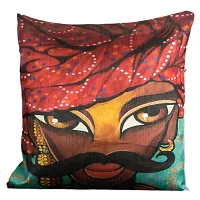 Vendola Rajasthani Satin 250TC Cushion Pillow Covers , Multicolour, Set of 5 (16X16 Inches with Fillers, Rajasthani Turban)-thumb3