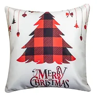 Vendola Merry Christmas Decorative Printed Satin Cushion / Throw / Pillow Covers (Multicolour) Set of 5 Pieces (16X16 Inches with Fillers, Deers)-thumb3