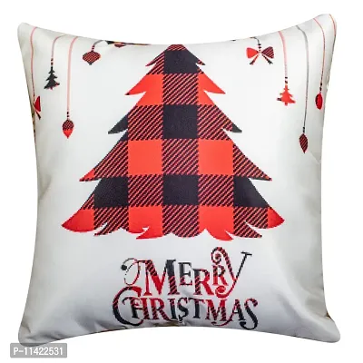 Vendola Merry Christmas Decorative Printed Satin Cushion / Throw / Pillow Covers (Multicolour) Set of 5 Pieces (16X16 Inches with Fillers, Deers)-thumb4