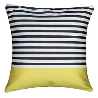 Vendola Satin 250TC Cushion Pillow Covers , Yellow and Multicolor, Set of 5 (24X24 Inches, Bumble Bee)-thumb2