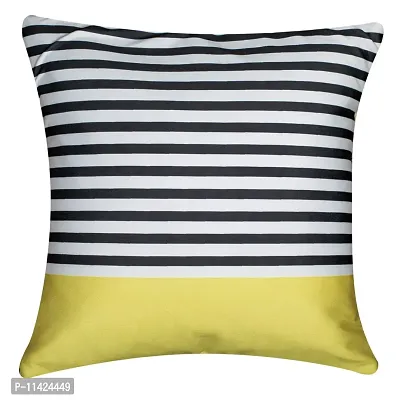 Vendola Satin 250TC Cushion Pillow Covers , Yellow and Multicolor, Set of 5 (24X24 Inches, Bumble Bee)-thumb3
