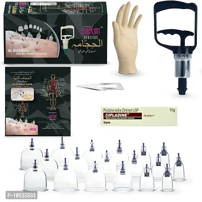Hijama Wet Acupressure Vacuum Therapy Kit with 18 Cups 1 Suction Pump, Black