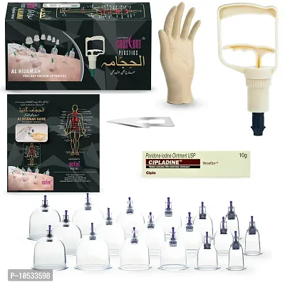 Hijama Wet Acupressure Vacuum Therapy Kit with 18 Cups 1 Suction Pump, White