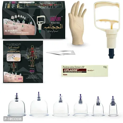 Hijama Wet Acupressure Vacuum Therapy Kit with 6 Cups 1 Suction Pump, White