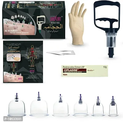 Hijama Wet Acupressure Vacuum Therapy Kit with 6 Cups 1 Suction Pump, Black-thumb0