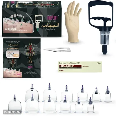 Hijama Wet Acupressure Vacuum Therapy Kit with 12 Cups 1 Suction Pump, Black