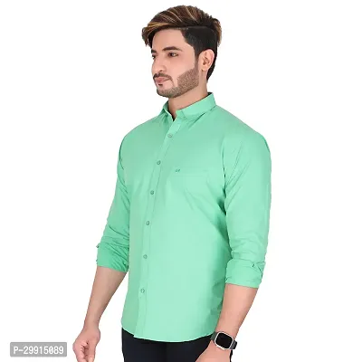 Stylish Green Cotton Long Sleeves Shirt For Men-thumb3