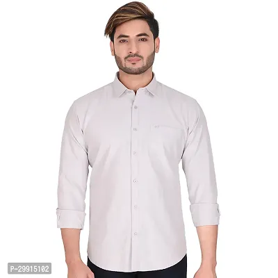 Stylish Off White Cotton Long Sleeves Shirt For Men-thumb0