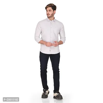 Stylish Off White Cotton Long Sleeves Shirt For Men-thumb5