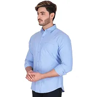 Stylish Blue Cotton Long Sleeves Shirt For Men-thumb2