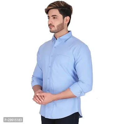 Stylish Blue Cotton Long Sleeves Shirt For Men-thumb3