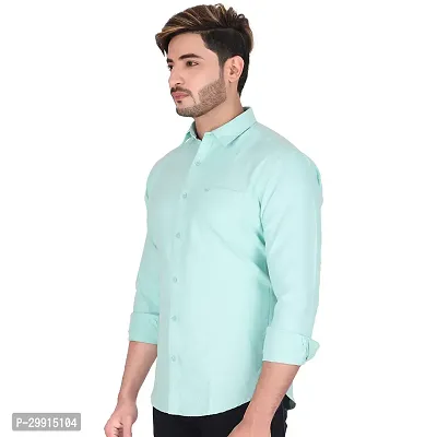 Stylish Green Cotton Long Sleeves Shirt For Men-thumb3