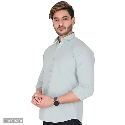 Stylish Grey Cotton Long Sleeves Shirt For Men-thumb3