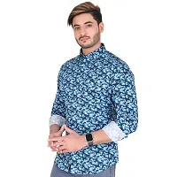 Stylish Blue Cotton Blend Long Sleeves Shirt For Men-thumb2