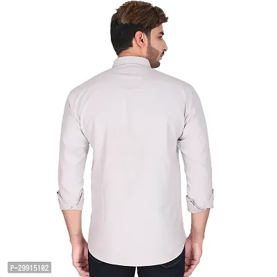 Stylish Off White Cotton Long Sleeves Shirt For Men-thumb2