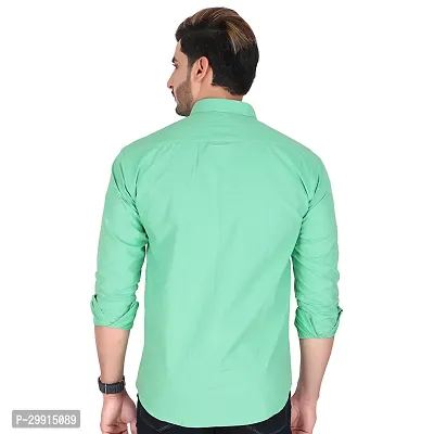 Stylish Green Cotton Long Sleeves Shirt For Men-thumb2