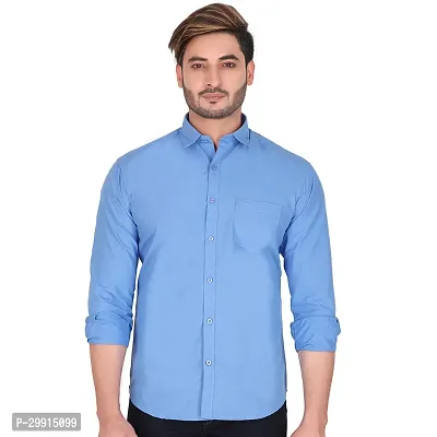 Stylish Blue Cotton Long Sleeves Shirt For Men