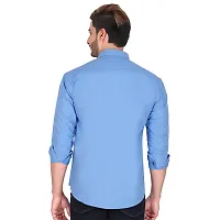 Stylish Blue Cotton Long Sleeves Shirt For Men-thumb1