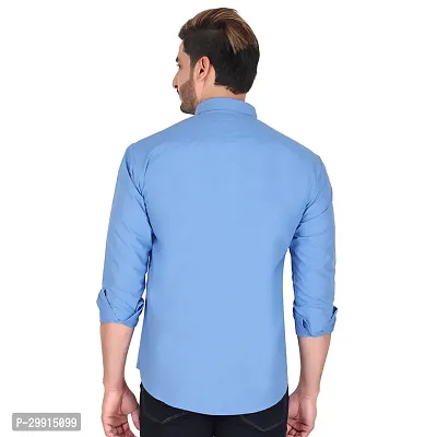 Stylish Blue Cotton Long Sleeves Shirt For Men-thumb2