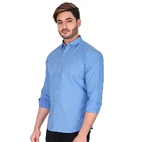 Stylish Blue Cotton Long Sleeves Shirt For Men-thumb2