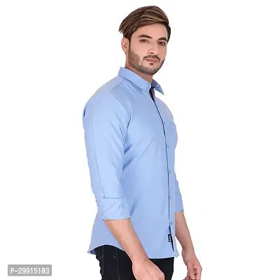 Stylish Blue Cotton Long Sleeves Shirt For Men-thumb4