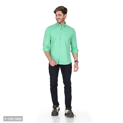 Stylish Green Cotton Long Sleeves Shirt For Men-thumb5