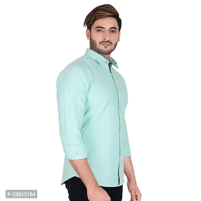 Stylish Green Cotton Long Sleeves Shirt For Men-thumb4