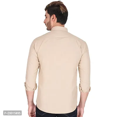 Stylish Beige Cotton Long Sleeves Shirt For Men-thumb2